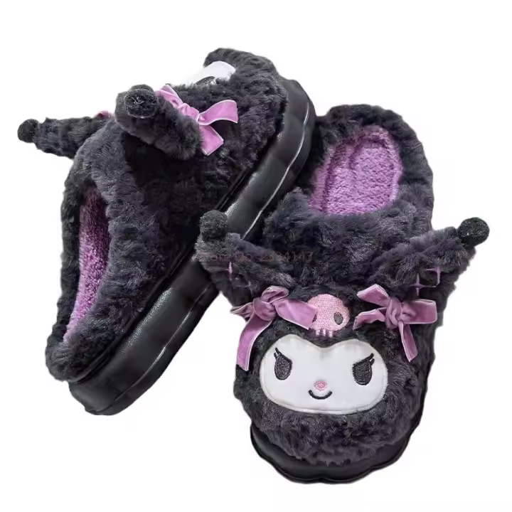 Zapatillas De Algodón Miniso Kuromi Sanrio Para Mujeres Otoño Invierno Antideslizantes Cómodas Y Cálidas Con Dibujos Animados De Anime Para Uso Doméstico - 1