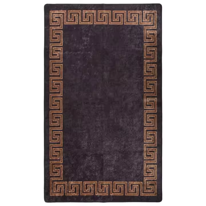 vidaXL Alfombra lavable antideslizante negro y dorado 120x180 cm - 1