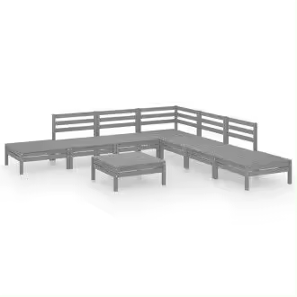 VIDAXL 3082654 juego de muebles para jardín con 8 piezas de madera de pino maciza en gris vida xl - 1