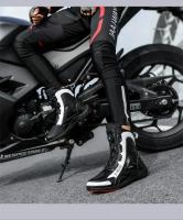 Botas De Motocicleta Para Hombre Y Mujer Microfibra Cuero Anticolisión Protección De Tornillo Zapatos De Motocross Moto Racing - details 16