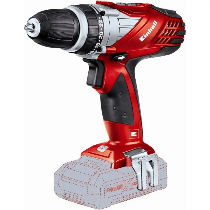 Einhell Taladro Atornillador a Batería - TE-CD 18 Li Brushless Solo Power X-Change, Iones de Litio, Par de 60 Nm, Motor Sin Escobillas, Mandril de Metal de 13 Mm, Sin Batería Ni Cargador - 1