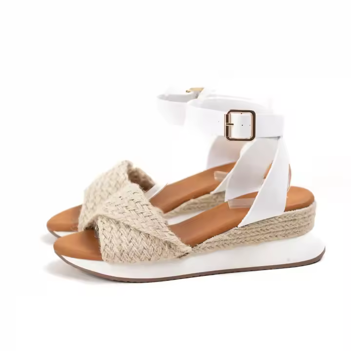 Sandalias con mini cuña mujer  pulsera al tobillo con pala de espartos naturales suela combinada plantilla acolchada cómoda y elegante Mynzi - 1