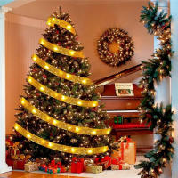 Cinta De Navidad Luminosa Con Lazo Dorado De 2-10M Luces De Hada Para Decoración De Árbol Y Regalos En Fiestas Y Hogar - details 1
