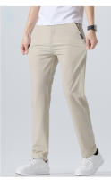 Pantalones Elásticos Suaves Para Hombre Verano Delgados Cintura Ajustable Moda Coreana Slim Casual Formal Trajes Marca Ropa - details 11