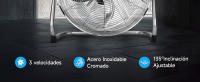Aigostar Clover - Ventilador Industrial Power Fan, 3 Velocidades Ventilador de Suelo Silencioso, 100 W, Ajustable 135º, 3 Aspas Metálicas de 20" (51 cm), Diseño Completo de Metal Cromado - details 2