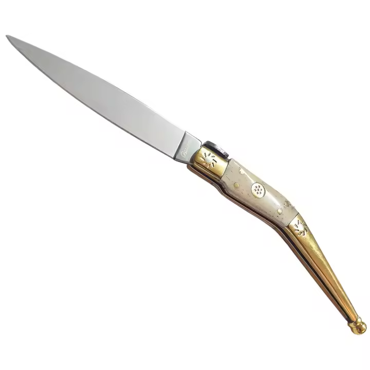 Navaja Albainox - Catalana, Acero Inoxidable. Hoja de 8,2 cm. Mango en Hueso y Alpaca con Mosaico, Campig Caza, 01638 - 1