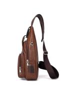 Bolso De Pecho Para Hombre Casual De Color Sólido PU Multifuncional Con Carga USB Cierre De Cremallera Para Comunicación - details 4