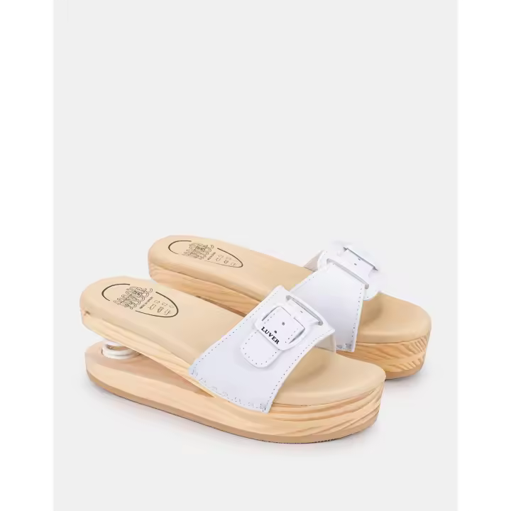 SANDALIA DE MADERA CON MUELLE LUVER 2103/A BLANCO - 1