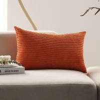 Funda Cojín Rectangular Naranja Ultra Suave De Corduroy Para Sofa De Sala De Estar Funda De Almohada Cómoda Tamaño 30x50 - details 3