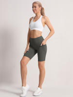 Shorts De Cintura Alta 2XXL Para Mujer En 16 Colores Estilo Fitness Con Bolsillos Y Compresión Ropa Deportiva Casual De Verano Nylon - details 14