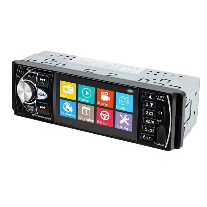 Autoradio Inalámbrico 4.1" - Pantalla LED Full Colour, Mandos en Volante, Reproducción Multimedia, Cámara de Visión Trasera 8 Luces, Sonido Surround - 1