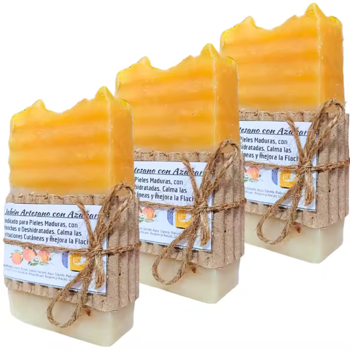 3 Jabones Artesanos Naturales de Azahar. PumarShop Cinnia Natura. Antiarrugas. Piel Sensible. Pack Ahorro. Hecho a Mano - 1