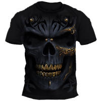 Camiseta De Halloween Para Hombres Estilo Hip Hop Y Streetwear Camiseta De Calavera Sobredimensionada Casual Manga Corta Te De Poliéster Y Spandex - details 6