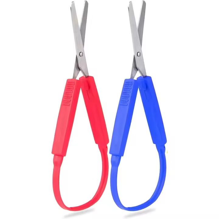 2-Pack Loop Scissors Grip Scissors Loop Handle Self-Opening Scissors Adaptive Cutting Scissors for Children and Adults Special Needs - 1