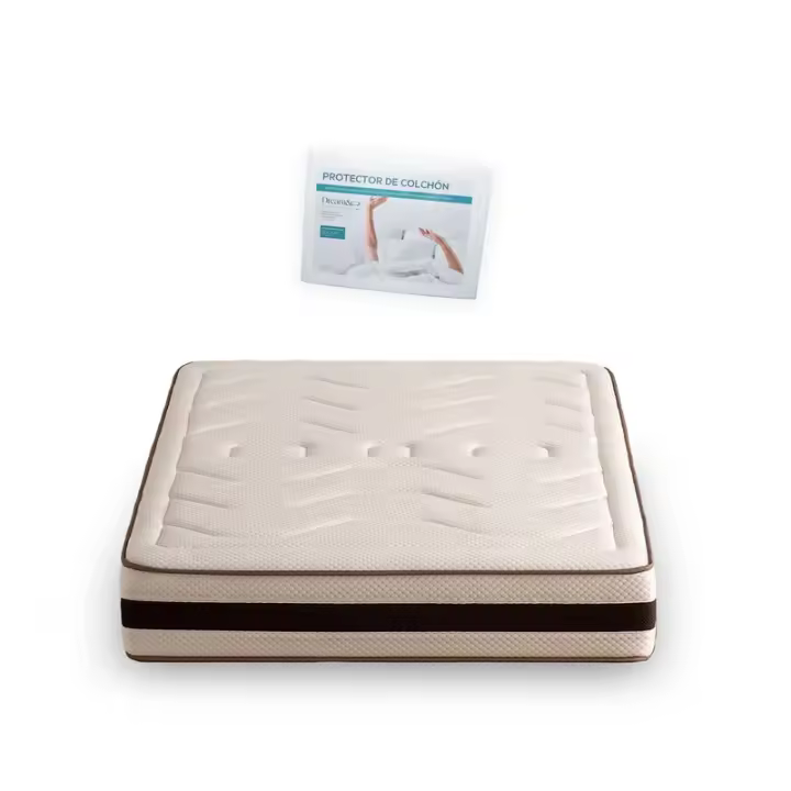 Pack Protector Rizo Algodón  + Colchón Alta Gama Viscoelástico, Altura 26 cm, HYPNA - 1