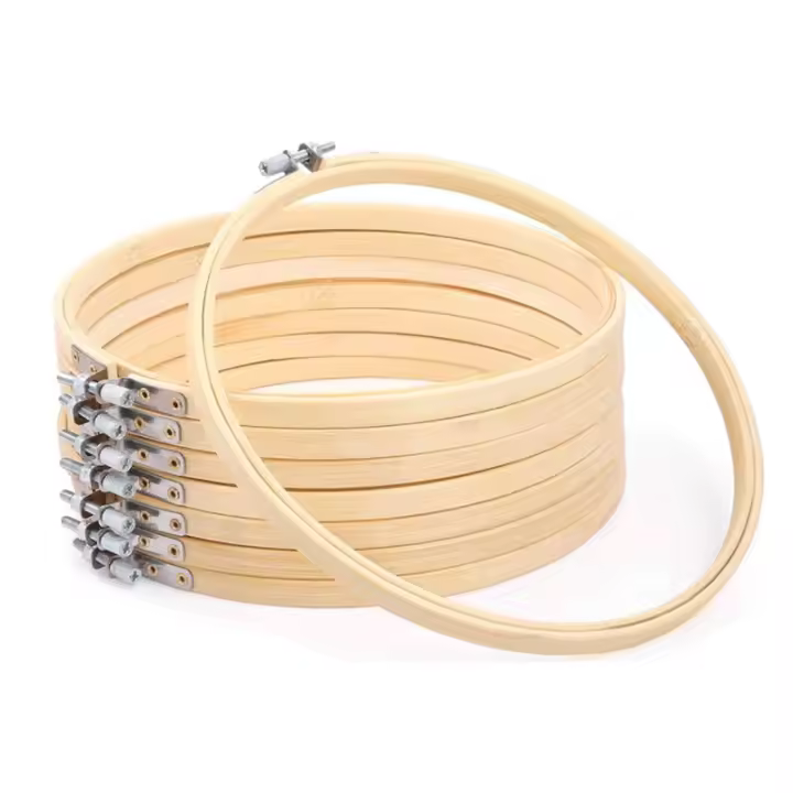 8 Pack 5 pulgadas Mini Círculo de Bambú, Ao de atado de DOT de Cruz Anillo de Ano para DIY Arte Artesanía Práctico de Coser - 1