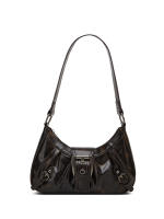 Bolso De Hombro Retro Y2K Estilo Maillard Pliegue Con Clavos Para Mujer Material PU De Moda Y Tendencia Con Cierre De Cremallera - details 1