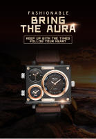 Reloj Deportivo Para Hombre Oulm Estilo Único Diseñador Calidad Superior Cuero Y Tela Reloj De Cuarzo Moda Resistente Al Choque - details 0