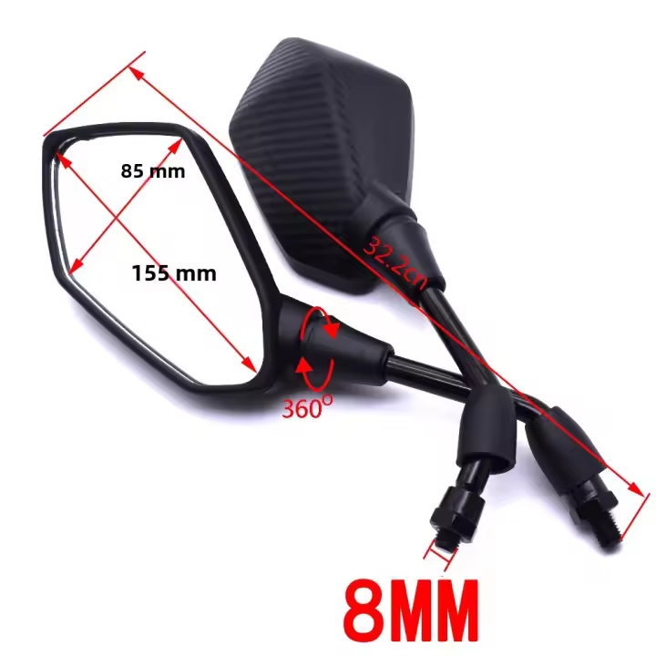Espejo Retrovisor Convexo Universal Para Motocicleta Scooter E-Bike Barra Final De Manillar Espesos 8mm 10mm Accesorios De Motocicleta - 1
