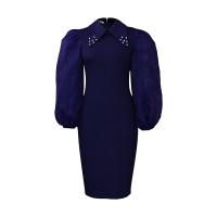 Vestido Elegante Para Oficina Para Mujer Profesional Con Cuello En V Y Diamantes Ajustado Silueta De Saco Midi Formal Vestido De Trabajo - details 32