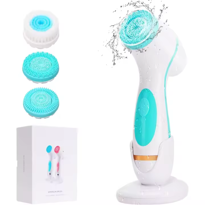 Cepillo limpiador facial, limpiador facial, limpiador electrónico para el acné, sistema rotatorio de limpieza, limpiador rotatorio exfoliante eléctrico, resistente al agua, uso en el baño, batería recargable de larga duración, seguro para viajes de ocio - 1