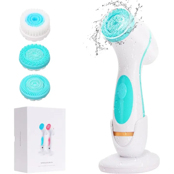 Cepillo limpiador facial, limpiador facial, limpiador electrónico para el acné, sistema rotatorio de limpieza, limpiador rotatorio exfoliante eléctrico, resistente al agua, uso en el baño, batería recargable de larga duración, seguro para viajes de ocio - 1