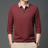 Camisa Polo Para Hombre De Color Sólido Casual Manga Larga Transpirable Cómoda Versátil Top Moda Negocios - details 11