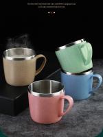 Taza De Café Con Mano De Plástico Y Doble Capa De Acero Inoxidable Resistente Al Calor Para Bebidas Como Leche Y Té Para Uso Doméstico Y Oficina - details 0