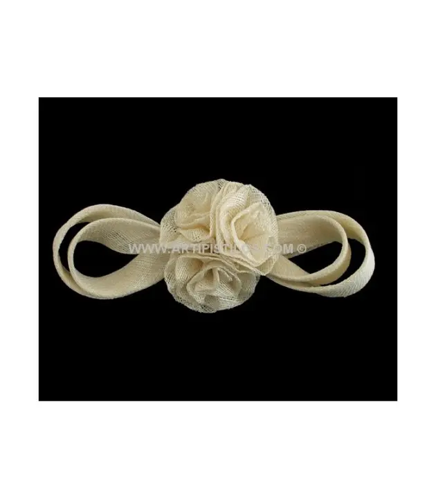 FLOR DE PINOKPOK Raíz FLORES Marfil 17x7cm Sombrero Tocado Accesorio Cabello - 1