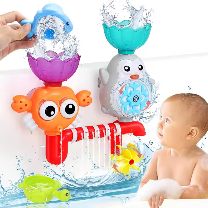 Juguetes de baño para bebés, juguetes de succión, juguetes de agua Pinguine para niños en edad preescolar con ventosas para juguetes de baño para niños pequeños, juguetes sensoriales educativos para niños de 1 año o más - 1