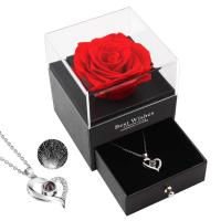 Caja De Joyas Regalo De Día De La Madre Para Mujer Caja De Collar Rosa Artificial Caja De Flores Eterna Para Regalo De San Valentín Decoración De Hogar - details 8