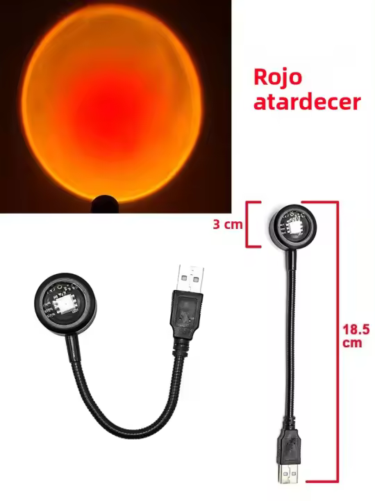Lámpara De Puesta De Sol USB Proyector De Ambiente Para Decoración De Habitaciones Y Salones Luz Nocturna Para Bar Y Fotografía - 1