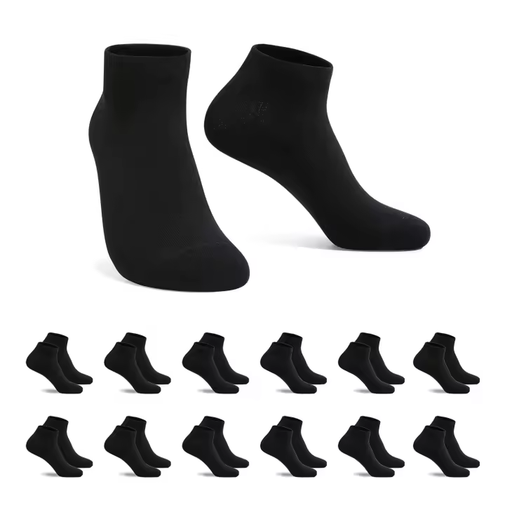 Aicasa - Calcetines Cortos de Algodón para Hombre y Mujer, Calcetín Blanco Negro, Transpirables para Verano y todo los dia Pack 6-12 Pares Gimnasio/Padel/Deporte/Correr - 1