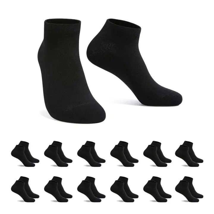 Aicasa - Calcetines Cortos de Algodón para Hombre y Mujer, Calcetín Blanco Negro, Transpirables para Verano y todo los dia Pack 6-12 Pares Gimnasio/Padel/Deporte/Correr - 1
