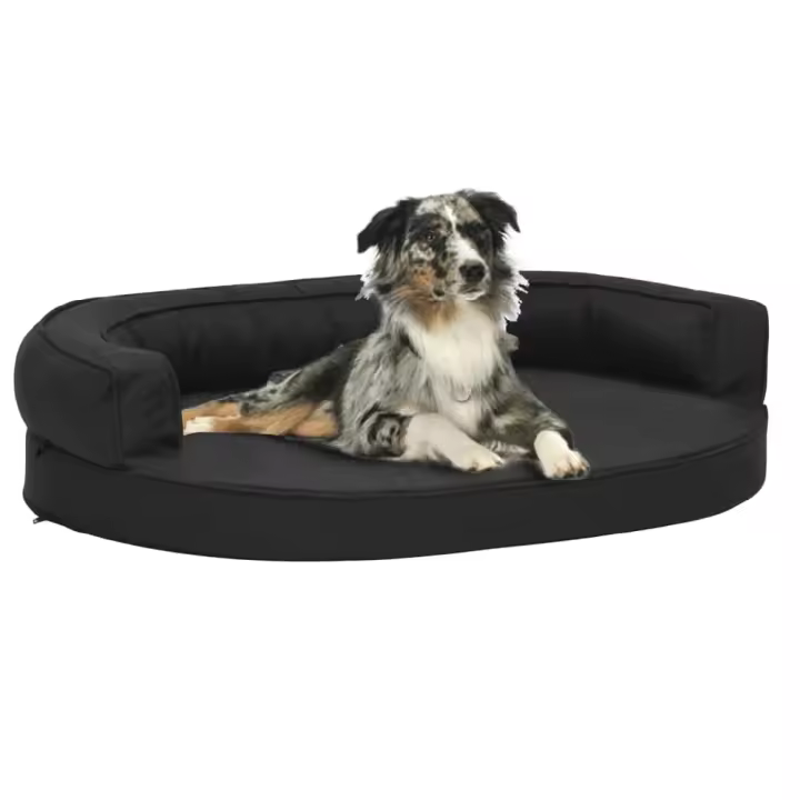vidaXL COLCHÓN DE CAMA DE PERRO ERGONÓMICO ASPECTO LINO NEGRO 75X53CM - 1