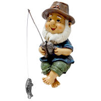 Estatua De Pecador Gnome Para Jardín Figura De Enano Mágica Decoración Para Valla Patio Jardín Pared Material RESIN - details 1