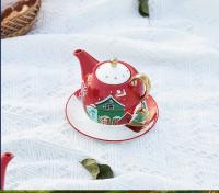 Juego De Tetera Y Taza De Cerámica Con Caja De Regalo Manija Plateada Dorada Vaso De Té De Navidad Cuchara Soporte Para Café Xmas Gifts - details 13