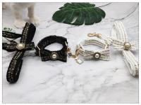 Correa Y Collar De Perro Con Encaje Y Perlas Vintage Para Pequeños Y Medianos Perros Con Cuello Ajustable Y Campanas Accesorios Para Mascotas - details 1