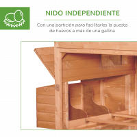 PawHut Gallinero de Exterior Madera Jaula Grande para 8-10 Gallinas Pollos con Recinto Corredor 2 Nidos Techo Asfáltico Bandeja Extraíble y Rampa 347x160x150 cm - details 4
