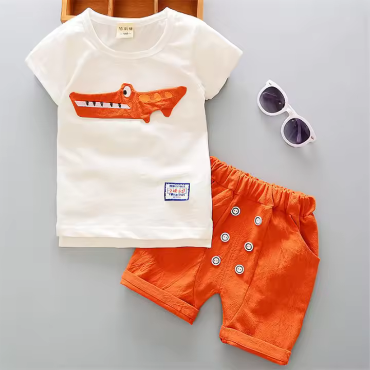 Ropa De Verano Para Bebés Niña Conjunto De 2 Piezas Con Camiseta Y Shorts Estilo Casual Unisex Talla Ajustada Para Niños Y Niños - 1