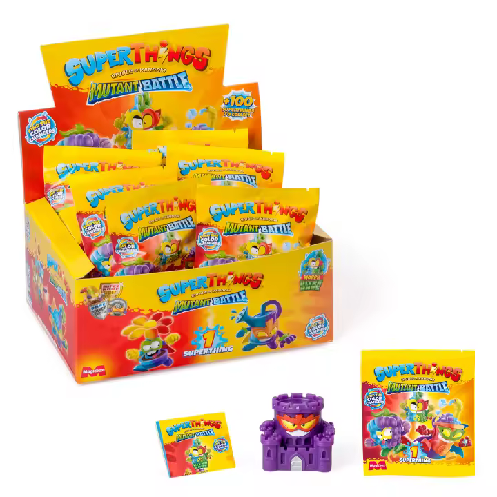 SUPERTHINGS RIVALS OF KABOOM Serie Mutant Battle – Cajas con 25 sobres o 50 sobres con Figuras coleccionables de la Serie Mutant Battle. Cada sobre Contiene 1 SuperThing Misterioso y 1 Checklist - 1