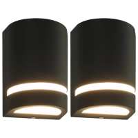 vidaXL Lámparas de Pared para Jardín (2 unidades) Semicircular 35 W Negra Iluminación Dimensiones 75 x 95 x 150 mm, 75 x 95 x 238 mm - details 0