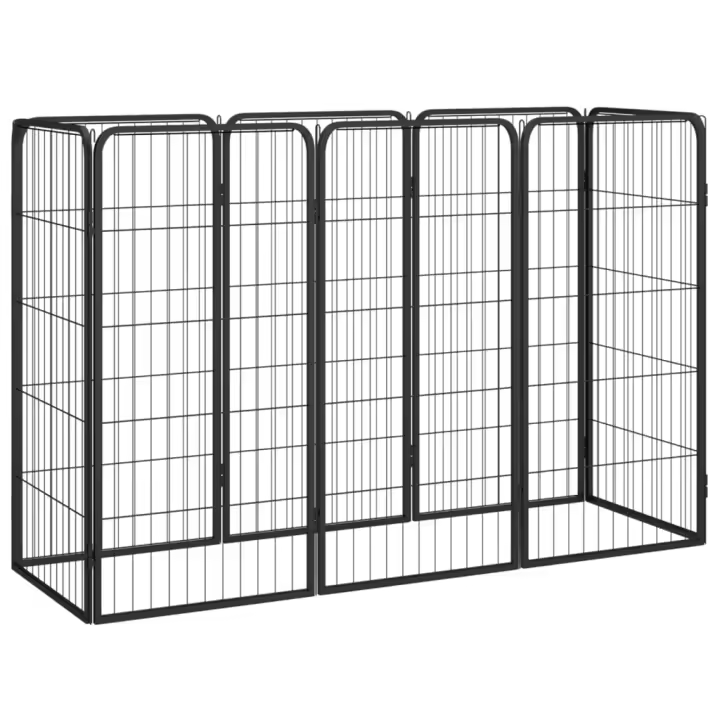 vidaXL Jaula perros 8 paneles acero recubierto polvo negro 50x100 cm - 1