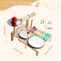 Juego De Música Para Bebés Y Niños Tabla De Música Multifuncional De Madera Set De Batería Educativo Juguete Musical Para Niños Regalo Para Bebé - details 24