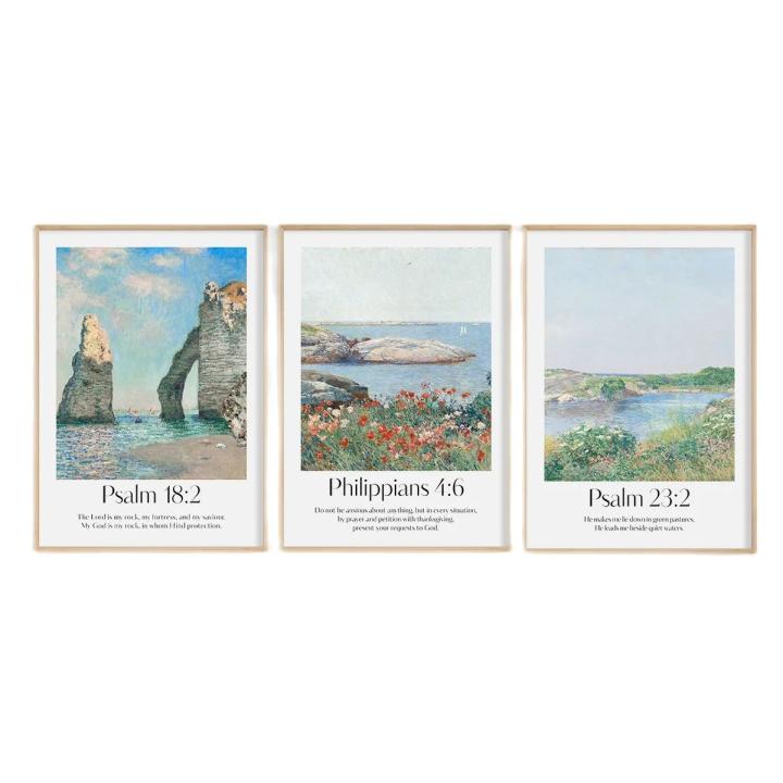 Set De 3 Impresiones De Pared Con Escritura Bíblica Cristiana Arte En Lienzo Decoración Religiosa Bohemia Psalmo 18 Psalmo 23 Dagby Libro 4 Regalo Cristiano Decoración De Habitación Y Sala De Estar