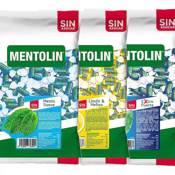 MENTOLIN PACK 3 Kg caramelos sin azúcar garganta Menta Suave & Limón Melisa & Extra Fuerte - 1