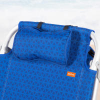 Aktive - Silla de playa plegable, color azul, 50x53x78 cm, asiento XXL, 5 posiciones, cojín acolchado, bolsa térmica, bolsillos, asa de mano y mochila, peso máximo soportado 110 kg, silla de playa reclinable, tejido poliéster - details 5