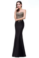 Vestido De Noche Elegante De Sirena Para Mujer Azul Rojo Con Aplicaciones Doradas Lace Sweetheart Illusion Vestido De Boda Fiesta Prom Robe De Soiree - details 24