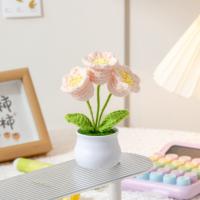 Ramo Tejido a Mano De Valeriana En Maceta Decoración Floral Artificial Para Regalo Casa Y Escritorio Estilo De Flores Bonzai Material COTON - details 3