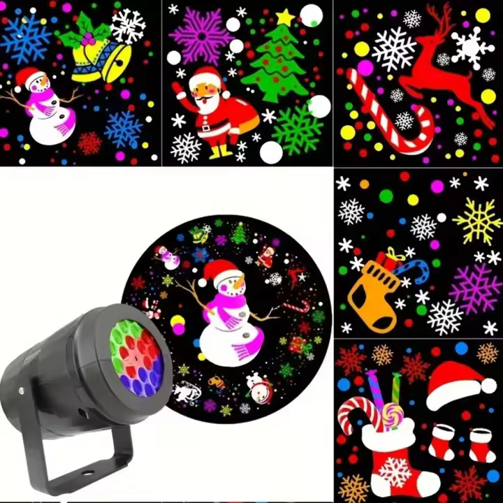Proyector De Luz LED Para Navidad Con Patrones De Copos De Nieve Y Fiestas Rotativas Compatible Con Interiores Y Exteriores Efecto De Iluminación De Escenario - 1